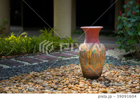 decorative clay vases in garden decorative clay vases in garden 39091604