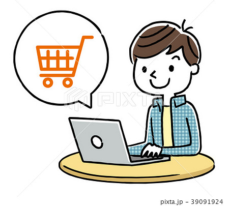 男の子 インターネット ショッピング 買い物のイラスト素材 39091924 Pixta