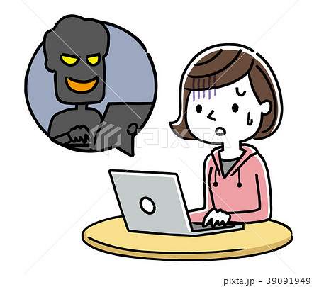 女の子 インターネット 犯罪 詐欺のイラスト素材