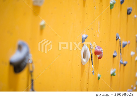 Climbing Wall. Climbing wall with colorful rocks 39099028