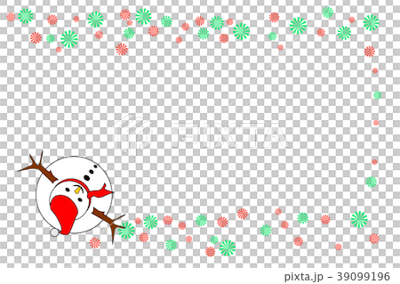 Snowman (top view) with red/green wheels, isolated 39099196