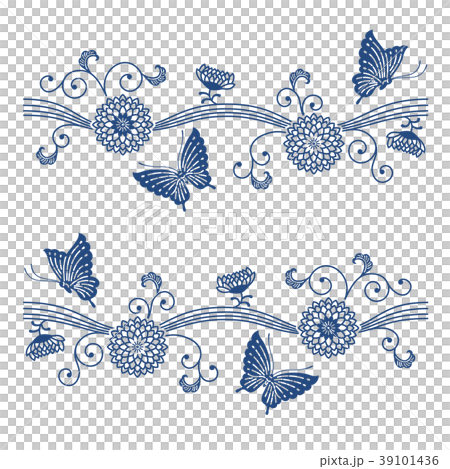 Japanese style pattern of butterfly and flower 39101436