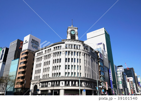 日本の東京都市景観　　銀座の街並みを望む 39101540