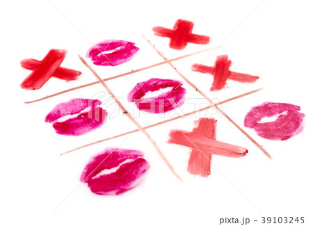 view of tic-tac-toe with black crosses and lips 39103245