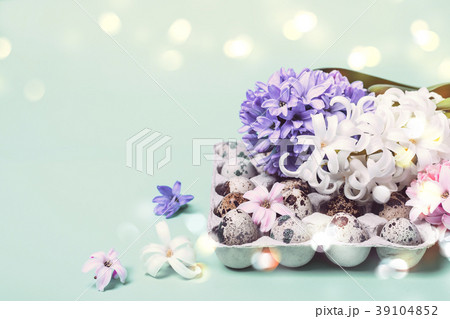 Spring festive Easter card. Hyacinth flowers Spring festive Easter card. Hyacinth flowers 39104852