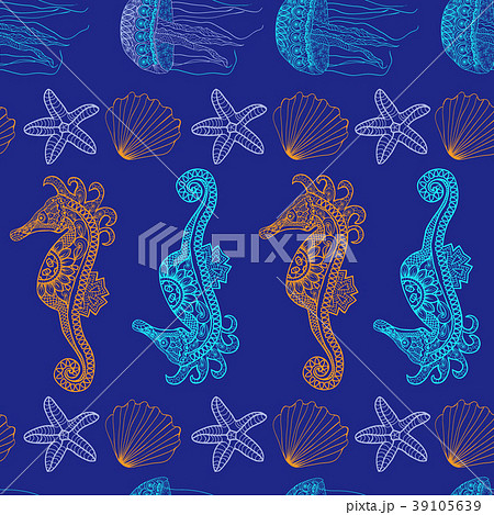 Vector Decorative seamless sea pattern  39105639