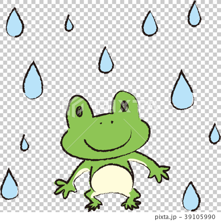 雨とカエルのイラスト素材