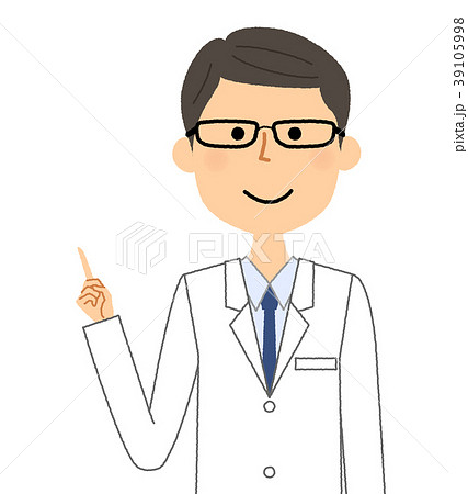 白衣の男性　指をさす 39105998