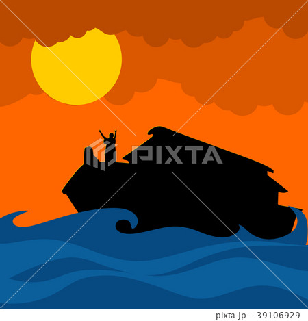 Noah and the ark. Silhouette, hand drawn 39106929