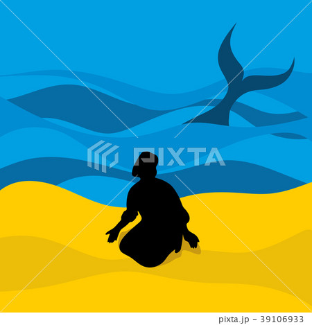 Jonah and the whale. Silhouette, hand drawn Jonah and the whale. Silhouette, hand drawn 39106933