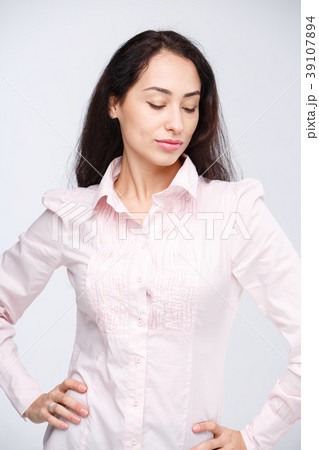 Portrait of a beautiful brunette girl with dark Portrait of a beautiful brunette girl with dark 39107894