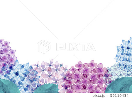 あじさい 花 フレーム 背景 水彩 イラストのイラスト素材