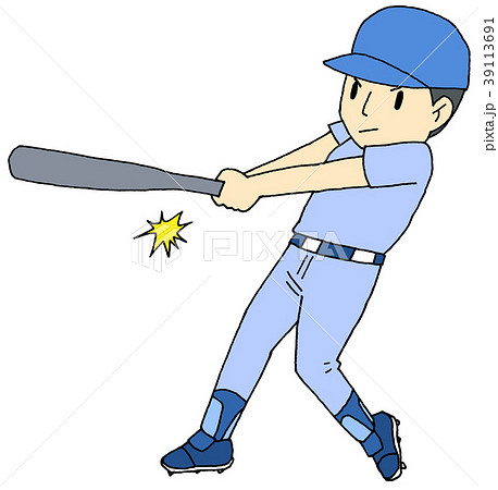 野球 男の子 左打者のイラスト素材