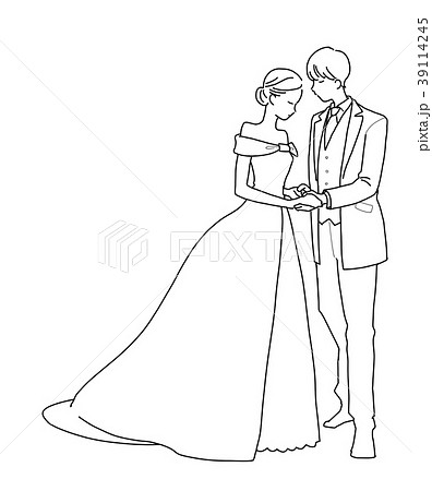 花嫁と花婿のイラスト素材