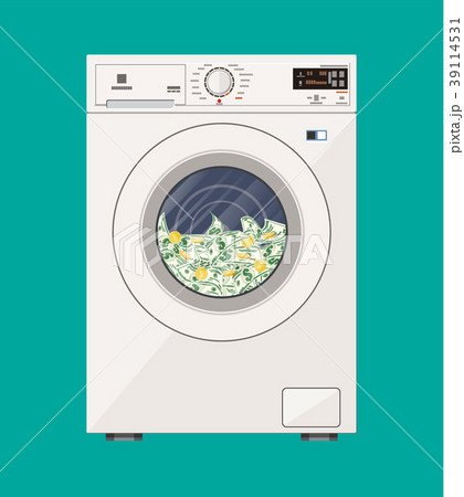 Washing machine full of dollars banknotes. 39114531