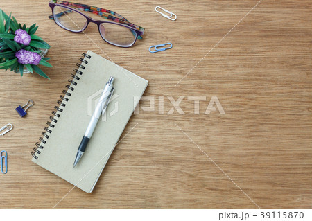 stationary on office desk background 39115870