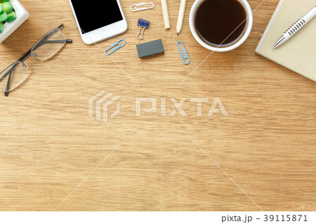 stationary on office desk background concept. 39115871