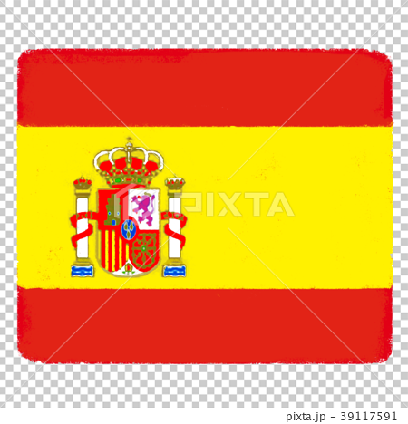 国旗 手描き スペインのイラスト素材