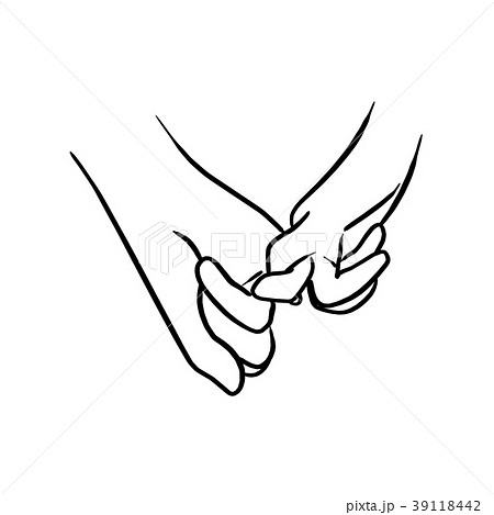 Close up at couple hands hook finger Close up at couple hands hook finger 39118442