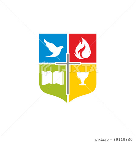 Church logo. Shield, cross, red, blue, red, green Church logo. Shield, cross, red, blue, red, green 39119336