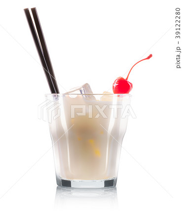 White russian or pina colada cocktail with cherry 39122280