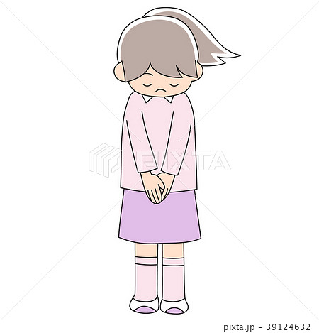 幼児5歳女の子 おじぎのイラスト素材