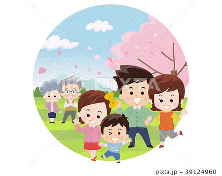 春の行楽家族のイラスト素材