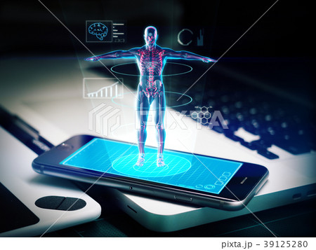 Hologram Human anatomy and skeleton on smartphone 39125280