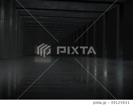 Long dark corridor interior design.3D rendering 39125631