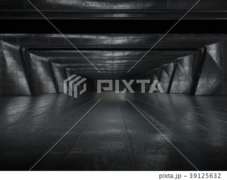 Long dark corridor interior design.3D rendering Long dark corridor interior design.3D rendering 39125632