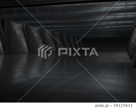 Long dark corridor interior design.3D rendering Long dark corridor interior design.3D rendering 39125633