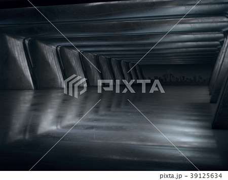 Long dark corridor interior design.3D rendering 39125634