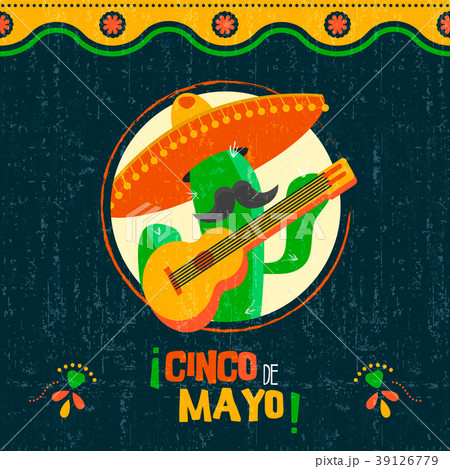 Cinco de mayo card of fun mexican mariachi cactus 39126779