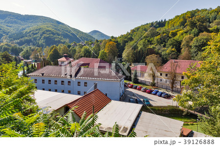Spa resort Sklene Teplice townscape, Slovakia. 39126888