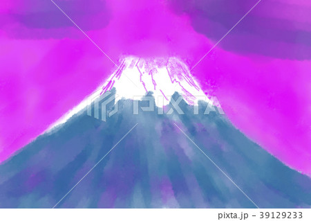 冬の富士山　イラスト　パステル画風 39129233