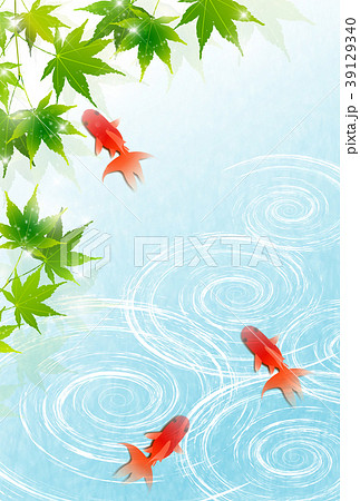 夏 金魚 水 背景 のイラスト素材