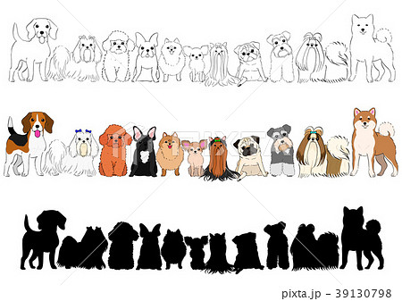 小型犬のボーダー 手描き セット 小型犬のボーダー 手描き セット 39130798