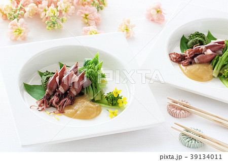 ホタルイカ酢味噌和えの写真素材