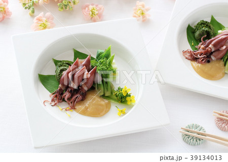 ホタルイカ酢味噌和えの写真素材