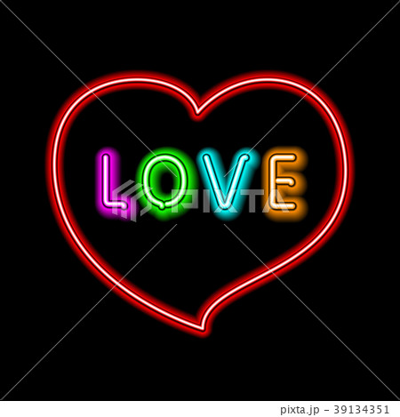 Bright heart. Neon sign. Retro neon heart sign  39134351