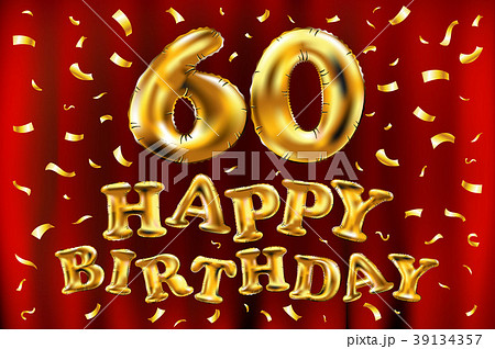 vector happy birthday 60 celebration gold balloon 39134357
