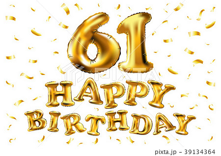 vector happy birthday 61 celebration gold balloon 39134364