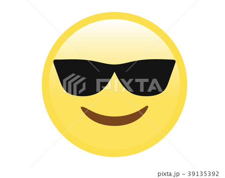 Vector yellow smiley face, black sunglasses icon 39135392