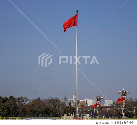 National flag on square in Beijing, China National flag on square in Beijing, China 39136444