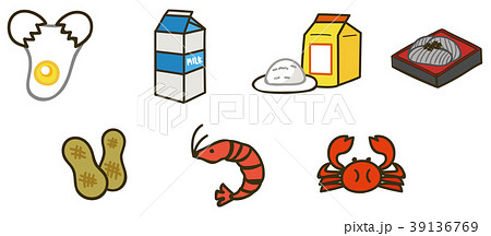 食物アレルギー　特定原材料7品目のイラスト素材 39136769