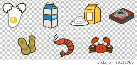 食物アレルギー　特定原材料7品目のイラスト素材 39136769