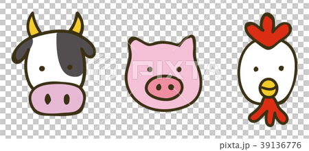 牛・豚・鶏のイラスト素材 39136776