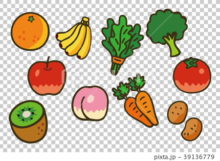 野菜と果物のイラスト素材セットのイラスト素材