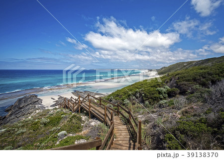 rough costline with stairway to the beach rough costline with stairway to the beach 39138370
