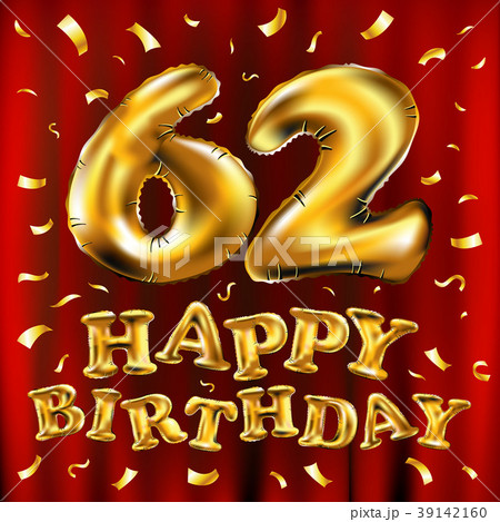 vector happy birthday 62 celebration gold balloon 39142160